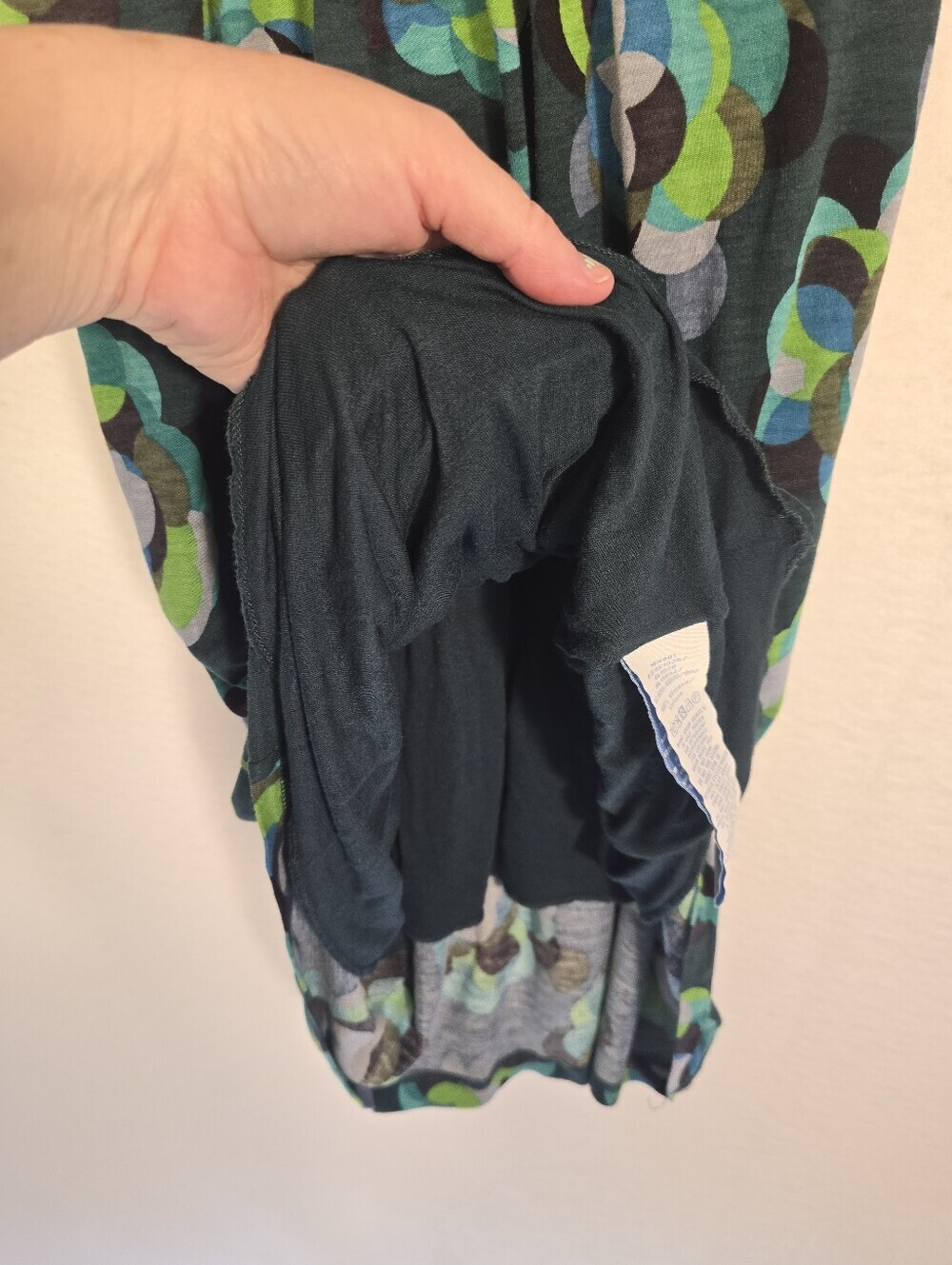 Boden Faux Wrap Green Black Floral Stretchy V Neck 3/4 Sleeve Dress. Ladies 4 - Picture 7 of 9